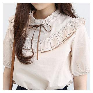 Crew-neck Frill-trim Top