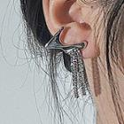 Rhinestone Fringe Ear Cuff 1 Pair - Silver - One Size