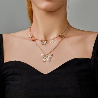 Butterfly Layered Necklace 20023885 - Gold - One Size