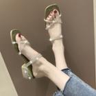 Low-heel Rhinestone Sandals