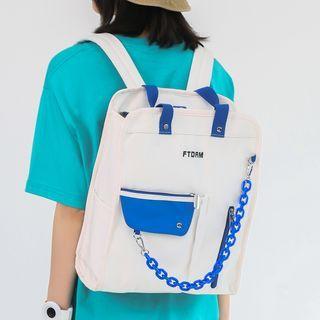 Lettering Top Handle Chained Backpack
