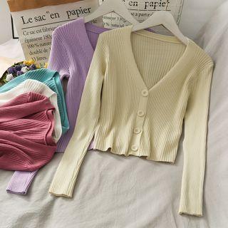 Button-down Cropped Light Knit Top In 6 Colors