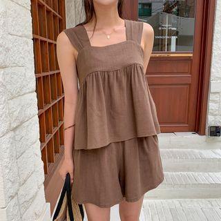 Set: Tie-back Camisole Top + Band-waist Shorts