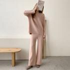 Knit Set: Mockneck Top + Wide-leg Pants