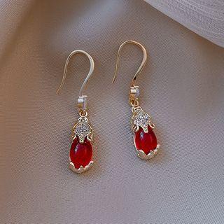 Faux Gem Drop Ear Stud 1 Pr - Gold - One Size