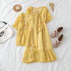 Button-front Ruffled Chiffon Blouse / Dress