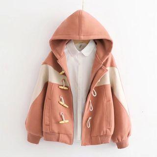 Hooded Two-tone Toggle Jacket