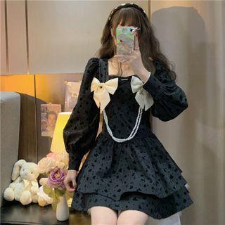 Long-sleeve Print A-line Skirt