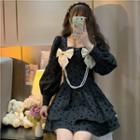 Long-sleeve Print A-line Skirt