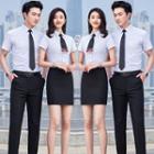 Couple Matching Short-sleeve Shirt / Pencil Skirt / Straight Leg Pants/ Set