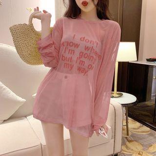Loose-fit Lettering Sheer Light Top