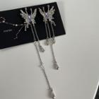 Butterfly Faux Crystal Alloy Fringed Earring 1 Pair - Earring - Silver - One Size