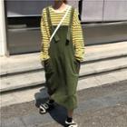 Striped Loose-fit Pullover / Corduroy Jumper Dress