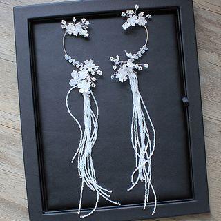 Bridal Flower Ear Cuff White - One Size