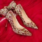 Stiletto Heel Floral Embroidered Chinese Wedding Pumps (various Designs)