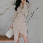 Shirred Asymmetrical Blazer Dress