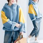 Color Block Hoodie Blue - One Size