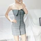 Plaid Zip Front Tube Dress