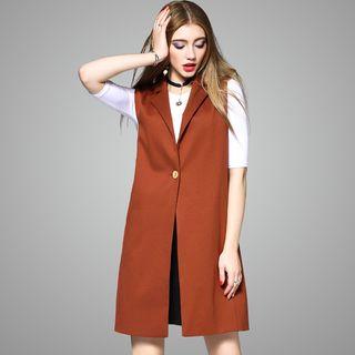 Notched-lapel Single-button Long Vest
