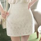 A-line Lace Miniskirt Ivory - One Size
