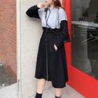 Zip Color Block Midi Pullover Dress