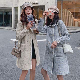 Contrast Trim Double Breasted Tweed Jacket