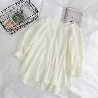 Crewneck Plain Oversize Blouse Yellow - One Size
