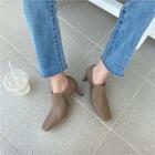 Plain Square-toe Zip Chunky Heel Shoes