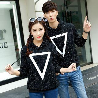 Couple Matching Print Fleece-lined Hoodie