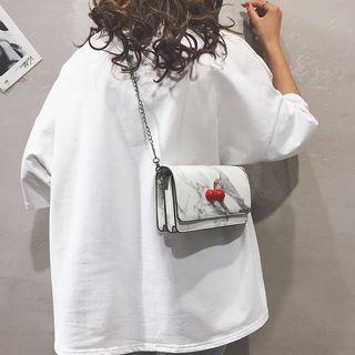 Marble Faux Leather Flap Crossbody Bag