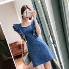 Sleeveless Frill-trim A-line Minidress