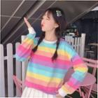 Rainbow Striped Sweatshirt Rainbow - One Size