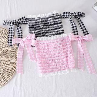 Bow Ruched Bandeau Off-shoulder Top