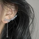 Rhinestone Leaf Cuff Earring 1 Pc - Left - Silver Needle - One Size