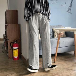 Couple Matching Wide Leg Sweatpants Gray - One Size