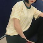 Tennis Embroidered Striped Short-sleeve T-shirt