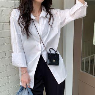 Plain Zip Shirt White - One Size