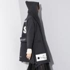 Letter Embroidered Hooded Long Jacket