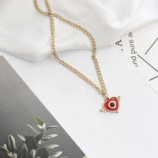 Faux Crystal Alloy Heart Pendant Necklace