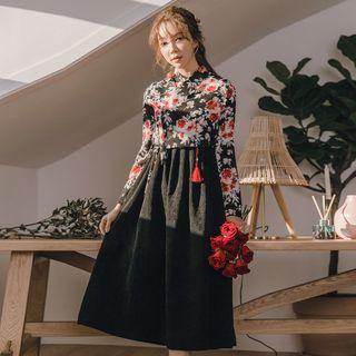 Modern Hanbok Corduroy Sleeveless Dress In Black One Size