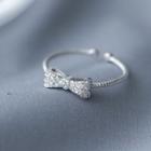 925 Sterling Silver Rhinestone Bow Open Ring As Shown In Figure - One Size