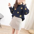 Star Pattern Sweater Dark Blue - One Size