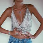 Sleeveless Crinkled Shimmer Top