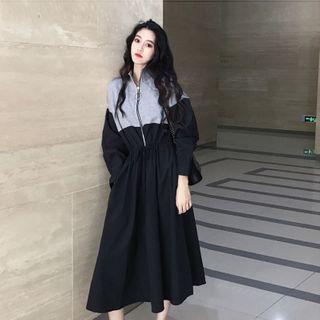 Half-zip Midi A-line Sweatshirt Dress