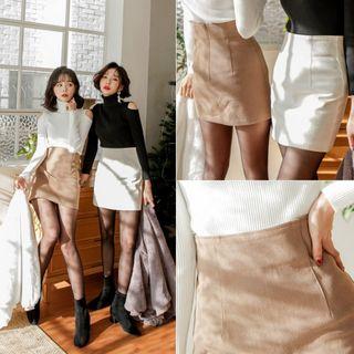 Pintuck A-line Miniskirt