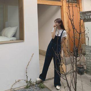 Indigo Denim Overall Pants Dark Blue - One Size