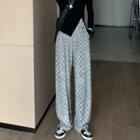 Check High-waist Wide-leg Sweatpants