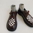 Checker Print Panel Lace-up Shoes