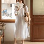 [exclusive] Lace-trim Pintuck Long Dress White - One Size