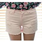 Zip-front Distressed Shorts